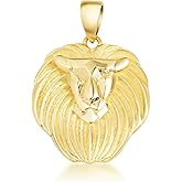Gold Lion Head King of the Jungle Pendant Necklace | 10K or 14K Yellow Gold | Choice of Chain Length/Pendant Only