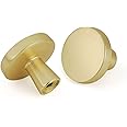 goldenwarm 5pcs Gold Cabinet Knobs for Dresser Drawers Kitchen Hardware Handles Brushed Brass Modern Round Knob,Zinc Alloy