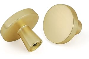 goldenwarm 5pcs Gold Cabinet Knobs Brushed Brass Cabinet Knobs Modern Cabinet Hardware - LS5310GD Round Knobs Kitchen Cupboard Drawer Knobs Closet Door Knobs Gold Knobs for Cabinets