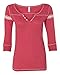 MV Sport-Ladies' Hailey Henley 3/4 Sleeve T-Shirt-W1454-LG-Red