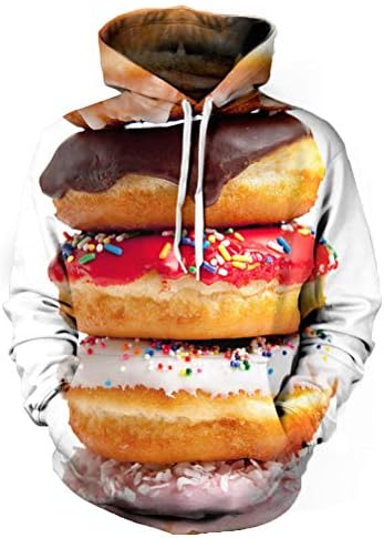 Xiaohudui Unisex Realistic 3D Printed Stylish Teens Sweatshirt Hoodie for Men Women