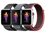 INTENY Sport Band Compatible with Apple Watch 40mm, Soft Lightweight Breathable Nylon Sport Loop, Strap Replacement for iWatch Series 4 (Pack of 3, 40mm)