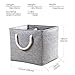 Prandom Large Foldable Cube Storage Baskets Bins 13x13 inch [3-Pack] Fabric Linen Collapsible Storage Bins Cubes Drawer with Cotton Handles Organizer for Shelf Toy Nursery Closet Bedroom(Gray)