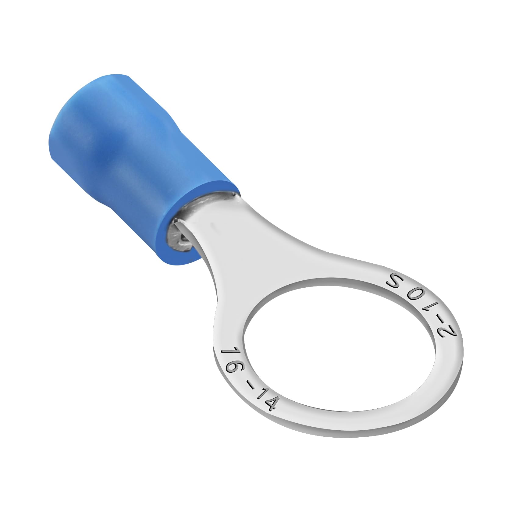 Heschen Ring Terminal Crimp Connectors Vinyl Insulated Wire Electrical Connector RV2-10S Stud Size 3/8" for 1.5-2.5mm² (16-14 AWG) Blue 100Pack