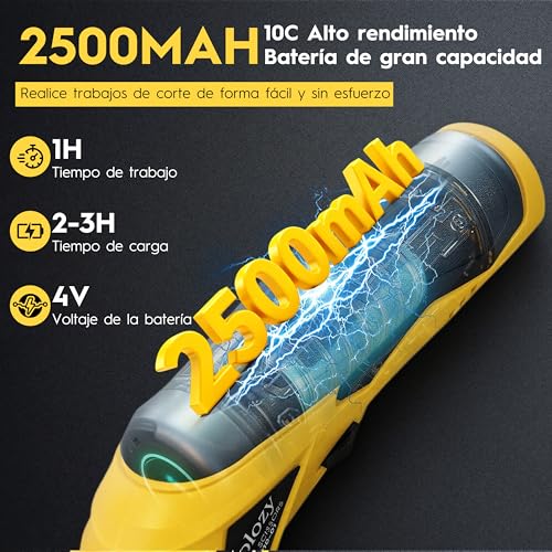 Kolozy Electric Scissors Sewing Cordless Rechargeable Cardboard Cutter 4V Battery 2500 mAh 10000 RPM with 2 Blades, Electric Cutter Suitable for Fabric Cardboard Carpets Felt Leather Plastic