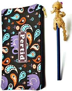 Perdit Crafts Style Striped Canvas Bag Pencil Case Pen Holder Cosmetic Bag Pouch Bag for Women Teen Girls with Stylus,Pancil Made Water Hyacinth Boxing Set Doll Famous Handicrafts No.01-4