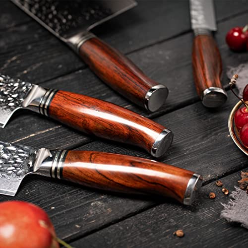 YARENH Cleaver Knife Set with Block, 5 Piece Professional Sharp Chef Knives for Kitchen