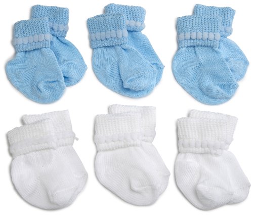 Jefferies Socks Rock-A-Bye Bootie, 6 Pack, White/Blue, 0-9 Months