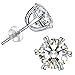J.Rosée Classic Sterling Silver High Polished Round Cut 6 Prong Cubic Zirconia Stud Earrings Black Friday Jewelry Gifts