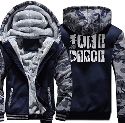WEEKEND SHOP ONE Piece Anime Men's Sportswear Sweatshirts with Hat Warm Hoodies Men Jackets