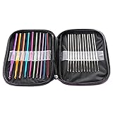 Ostart 22pcs Mixed Aluminum Handle Crochet Hook Knitting Knit Needle Weave Yarn Set