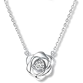 Raneecoco Rose Flower Necklace Gold Plated Sterling Silver Pendant Jewelry for Women, Hypoallergenic & Nickel Free