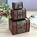 Fellibay Hofumix Wooden Jewelry Boxes Vintage Treasure Chest Handmade Box Rings Case with Metal Lock for Storing Jewelry Pearl Cosmetics 3PCS(S,M,L)