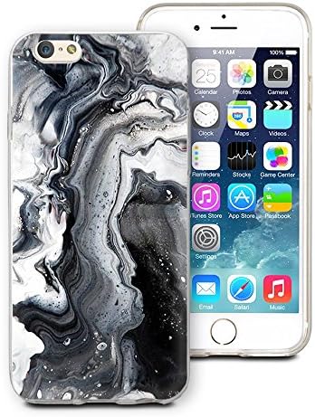 iPhone 6 / 6S Marble Case, CaseCarnival 2016 Metallic Marble Print Case, Black and White Marble Case for iPhone 6S / 6 (Black & White Metallic Marble)