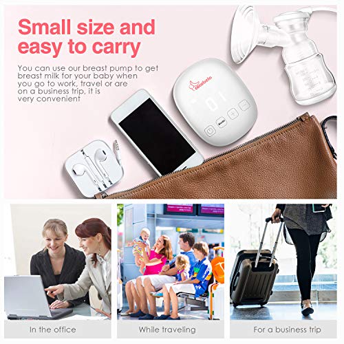 COCOBELA Double Electric Breast Pump, Portable Pain Free Breastfeeding with 16 Adjustable Strong Suction Power,Ultra-Quiet Memory Function, LED Touchable Screen and Breast Massage