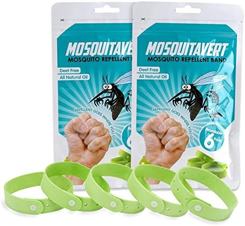 All Natural Mosquito Repellent Bracelets - Value Pack Twelve (12) Pack (2 Packs of 6) - Deet Free - Deters Bugs for Hours - Natural Oil Bug Repellent - Kid Safe Bracelet — Perfect for Travel