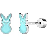 AOEDEJ Easter Earrings for Women Cute Bunny Earrings Easter Earrings Studs Bunny Stud Earrings Sterling Silver Rabbit Carrot Easter Egg Earrings