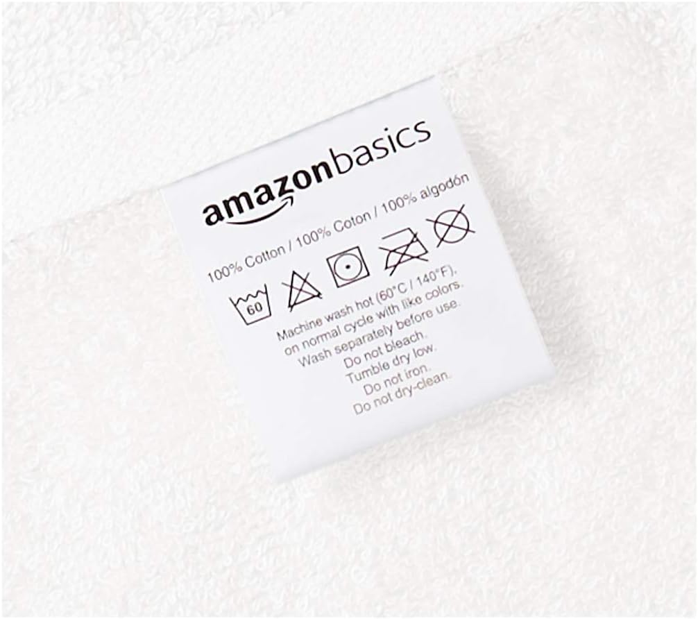Basics Cotton Hand Towels, White - Pack of 12: Home & Kitchen