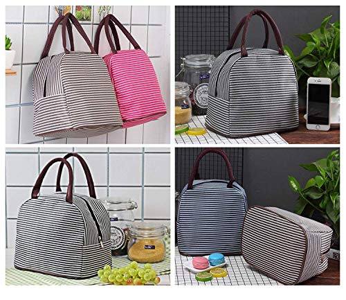 Lunch Bag, Taisk Lunch Tote Insulated Lunch Box Organizer Lunch Container (Brown White Stripes) - Thumbnail 5