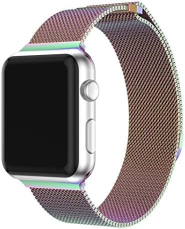 Blueseao Watch Bands For iWatch 38MM 42 MM, Apple Watch Band Handmade Alloy Crystal Link Steel Bracelet Replacement Strap For iWatch Series 3 2 1 iWatch Band Accessories (Milanese Multicolor, 38MM)