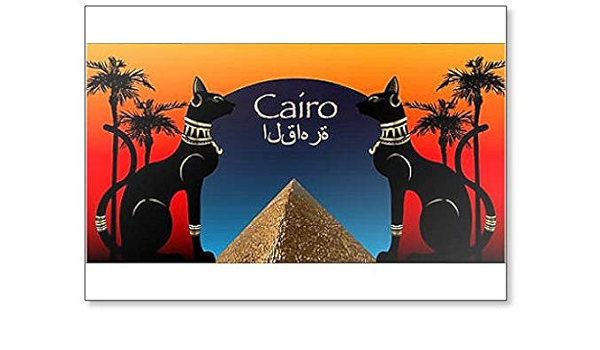 Gatos egipcios y pirámide antigua. Travel Cairo. Imán para ...