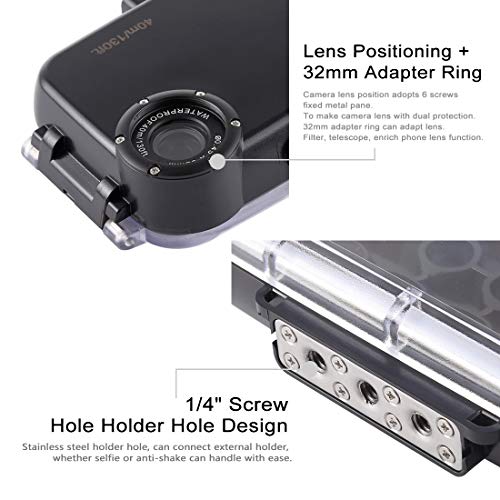 HAWELL iPhone XR Diving Case, Professional [40m/130ft] Surfing Swimming Snorkeling Photo Video Waterproof Protective Case Underwater Housing for iPhone with Lanyard (iPhone XR Black) - Thumbnail 3