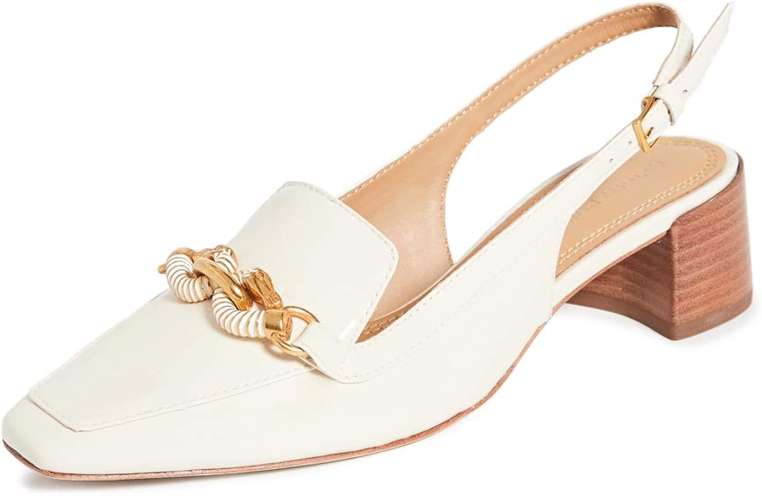 Amazon.com | Tory Burch Women's Jessa Slingback Pumps 45mm, New Cream, Off White, 10 Medium US 