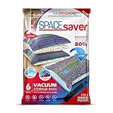 Spacesaver Premium Vacuum Storage Bags. 80% More Storage! Hand-Pump for Travel! Double-Zip Seal and Triple Seal Turbo-Valve for Max Space Saving! (Small 6 Pack)