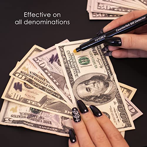 Nadex Counterfeit Pen, Easy Swipe Gold for Real, Black for Fake, Detect Counterfeit Bills (6