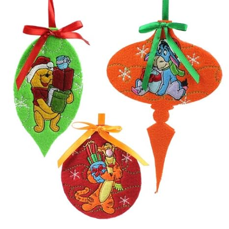 Set Of Three Felt Disney Winnie The Pooh Christmas Decorations