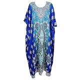 Mogul Interior Womens Efiya Long Caftan Casual Beach Maxi Dress One Size