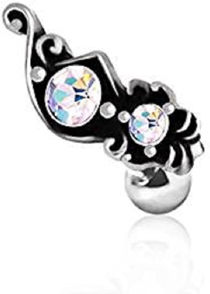 Ornate Aurora Borealis WildKlass Cartilage Earring 316L Surgical Steel