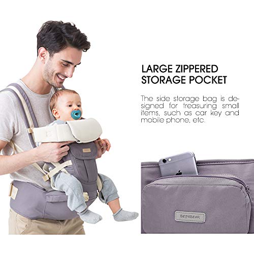 Unichart 360 All Carry Positions Baby Carrier Baby Hip Seat Carrier Perfect Baby Shower Gift (Grey) - Thumbnail 5