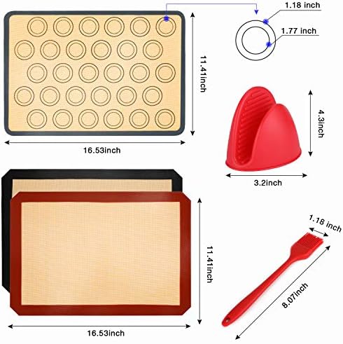 Vemingo Tapis de Cuisson en Silicone,3 Pièces sans BPA Anti-Adhérent Toile Feuille de Cuisson Patisserie,Inclure Gant de Cuisine et Brosse en Silicone, Réutilisable, Facilement Lavabet(40 * 30) - Cuisine A Vivre Vemingo Tapis de Cuisson en Silicone,3 Pièces sans BPA Anti-Adhérent Toile Feuille de Cuisson Patisserie,Inclure Gant de Cuisine et Brosse en Silicone, Réutilisable, Facilement Lavabet(40 * 30)