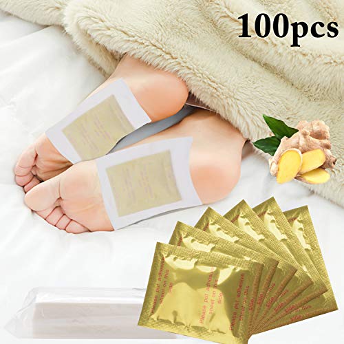Foot Patches,Kapmore 100PCS Foot Pads Professional Anti-Stress Relief Foot Pads Natural Ginger Foot Health Care with Adhesive Sheets for Removing Impurities, Relieve Stress Improve Sleep