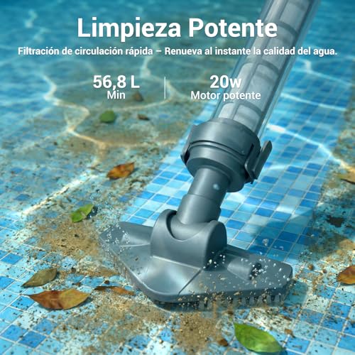 2 in 1 Cordless Pool Vacuum Cleaner, Rechargeable Pool Cleaner with 60 Min Autonomy, Suction 32 L/min, Ideal for Detachable Pools, Above Ground Pools, SPA and Whirlpool