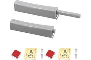 Push to Open Door Latch Cabinet Hardware ATTHW® 2 Pack Magnetic Push Latch & Lock for Hidden Door Touch Latch and Catch Drawer Magnet Push Release Heavy Duty Tip on Closet Close Strong Pop Out, Gray