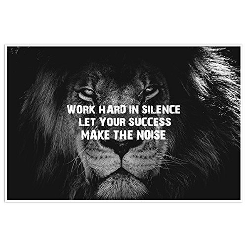 Work Hard In Silence Lion Photography Wall Art Home & Garden Home Décor