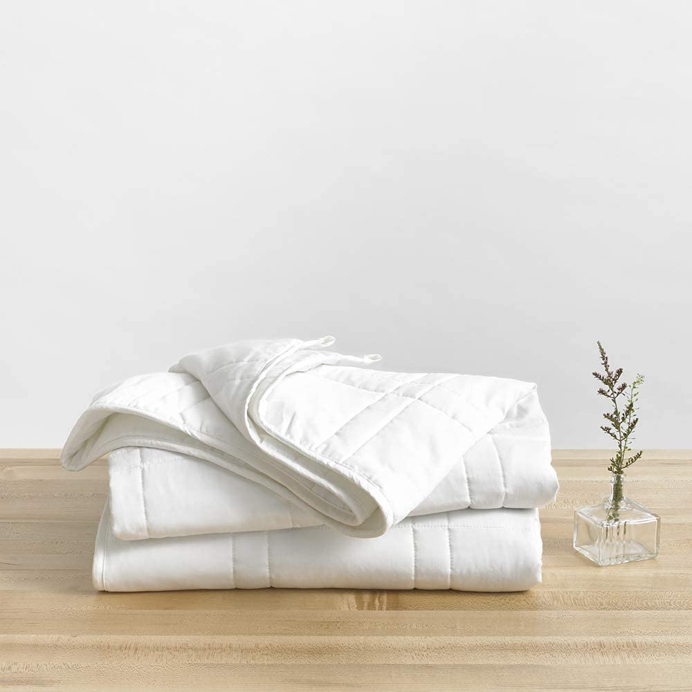 Baloo Weighted Blanket for Adults 5.4kg Throw (Pebble White, 105x185 CM) | Cool & 100% Cotton | Machine Washable & Dryer Safe | Glass Microbead Fill