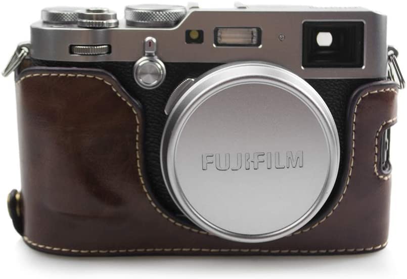 kinokoo Camera Leather Half Case Bottom Case for Fujifilm X100F PU Leather Bottom Open-able (Coffee)
