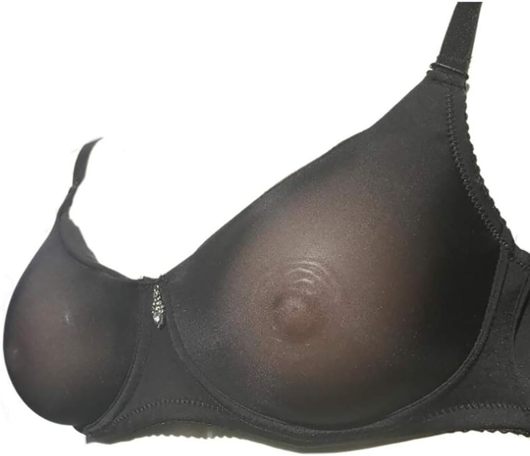 Special Pocket Bra for Fake Breast Silicone Breasts Artificial Breasts Crossdresser Transgender Mastectom,Black,34A