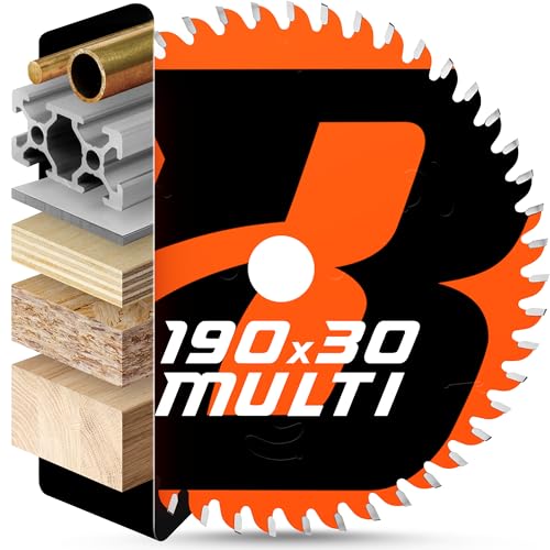 BAUBECK Sägeblatt 190x30 inkl. 20mm/16mm Reduzierringe - Multi Material Feinschnitt - Kreissägeblatt 190x30 für Holz, Aluminium, Metall uvm. - Sägebla