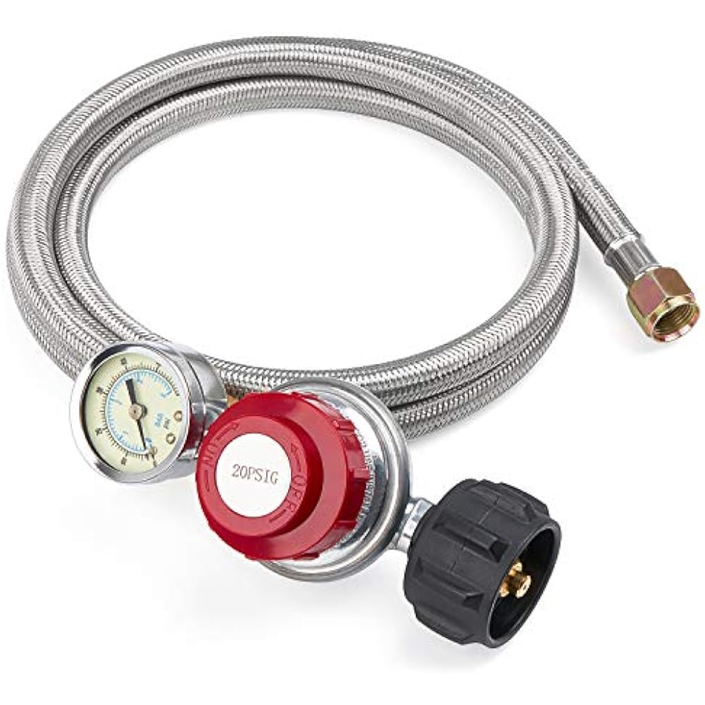 5FT 20PSI High Pressure Adjustable Propane Regulator Hose With Gauge, Stainless 313021474492 eBay