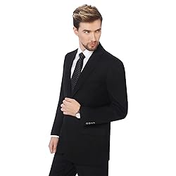 P&L Men's Black/Blue Modern Fit Two-Button Blazer