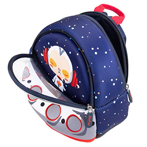 JiePai Toddler Kids Backpack with Safety Harness Leash,Waterproof 3D Cartoon Boys/Girls Backpack Lightweight Cute Animal Backpack for Travel/Nursery/Kindergarten/Preschool,Age 2-6 (UFO-Blue) - Thumbnail 4