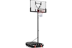 VISVEIL Basketball Hoop,Portable Basketball Hoop System for Outdoor, Adjustable Height 5.7-10ft 45in Backboard Basketball Goal for Kids Teen and Adult Midnight Black