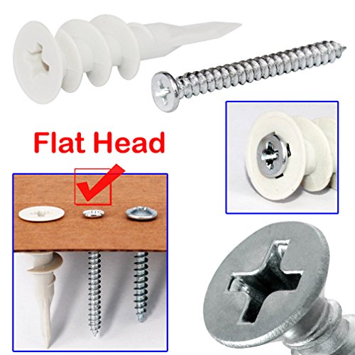 Drywall Anchor with Screws Sets - Plastic Self Drilling Dry Wall Anchors, 60 Pieces All Together - Thumbnail 3