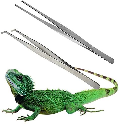 sxbest 2pcs Stainless Steel Tweezer Feeding Tool - 11.8 inches, Safe and Durable to Hold Worms, Crickets and Bugs, Great for Reptiles, Iguanas, Bearded Dragons, Lizards, Geckos