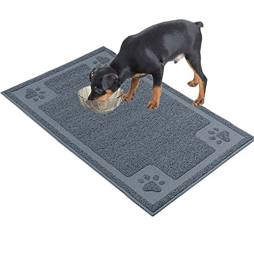 H&ZT Pet Feeding Mat,Pet Bowl Mat for Dogs and Cats,Non-Slip Absorbent Waterproof Dog Food Mat (35"x24", Grey) - Thumbnail 6