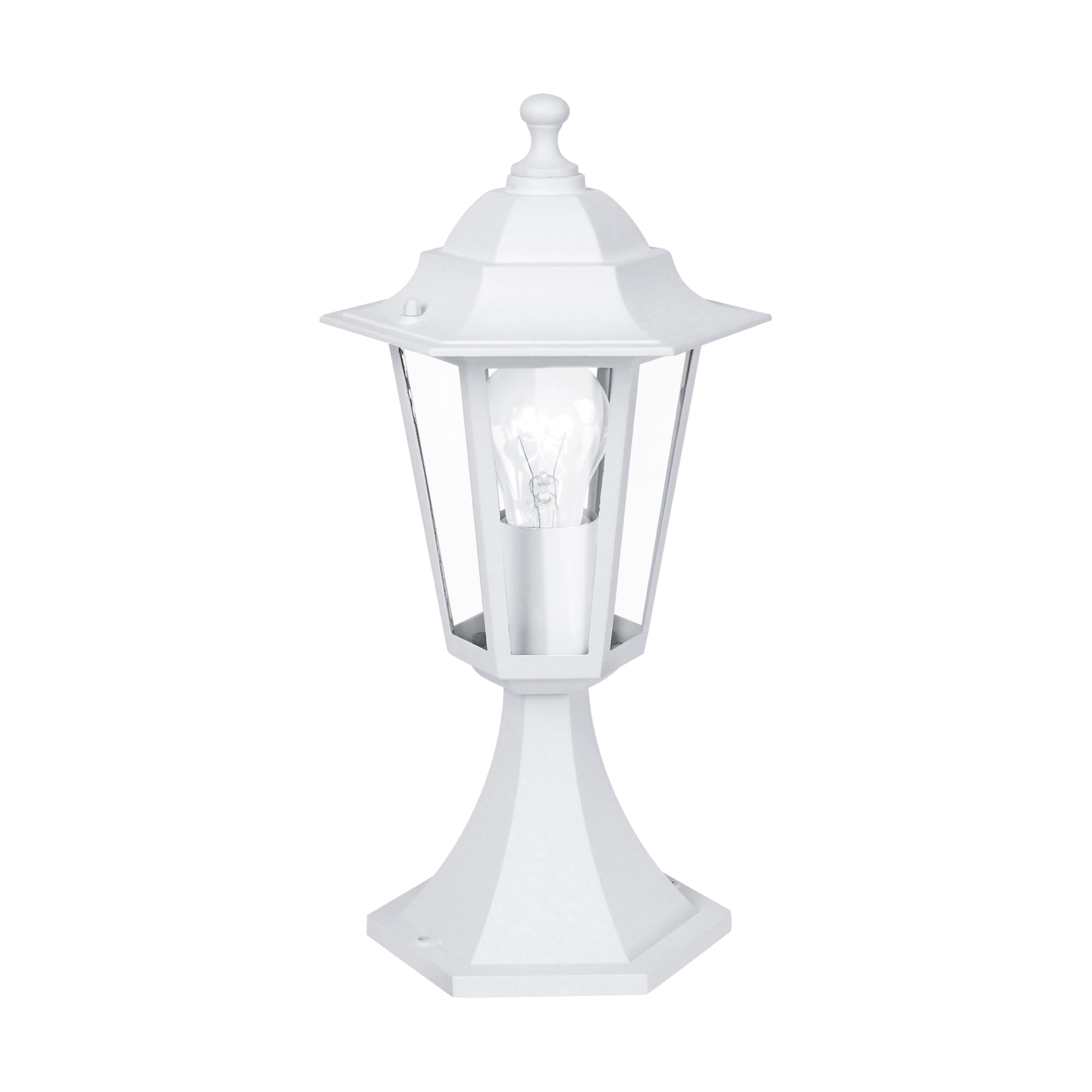 Eglo Laterna 5 Outdoor Lamppost, Pier Mount Exterior Light, White Cast Aluminium and Glass Electric Garden and Driveway Lamp, E27 Socket, IP44